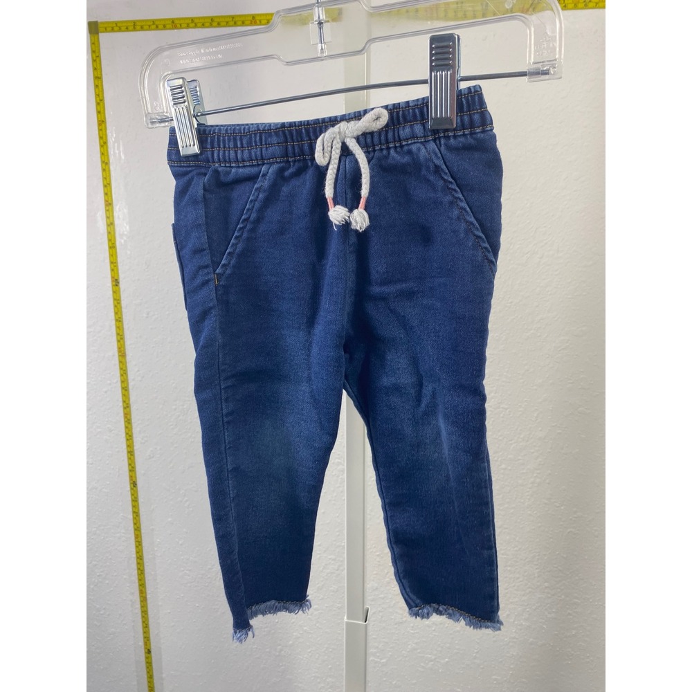 Cat & Jack Baby Girls Blue Denim Jogger Jeans Frayed Hem 12M